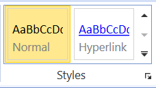 The Styles Ribbon contains formatting text in Normal and Hyperlink.
